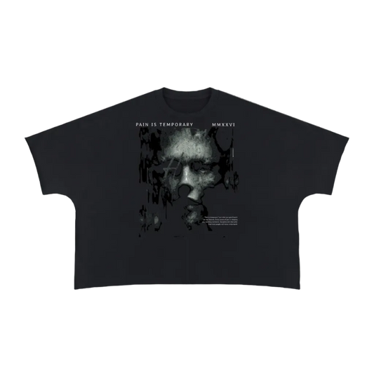 PAIN IS TEMPORARY Boxy Raw Edge T-Shirt
